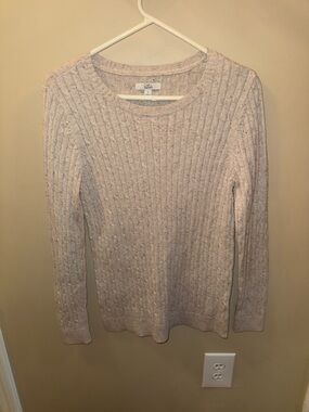 croft & barrow light beige  Ribbed Cable Crewneck Sweater excellent condition